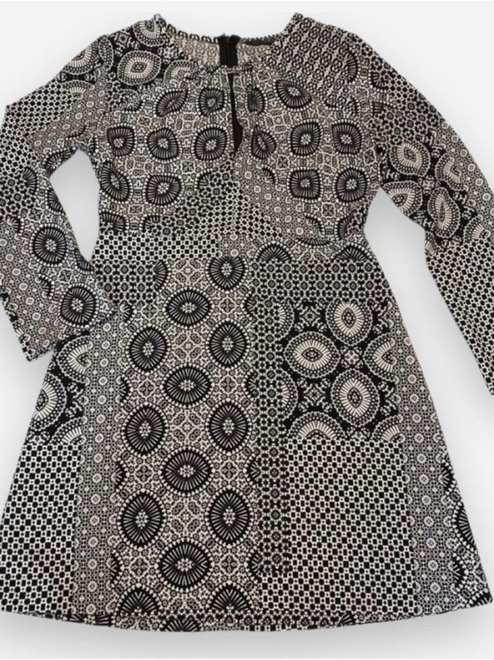 Zara retro geometric print mini dress Small TRAFALUC black and white